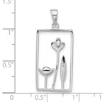 Sterling Silver 925 Polished Floral Pendant for Women
