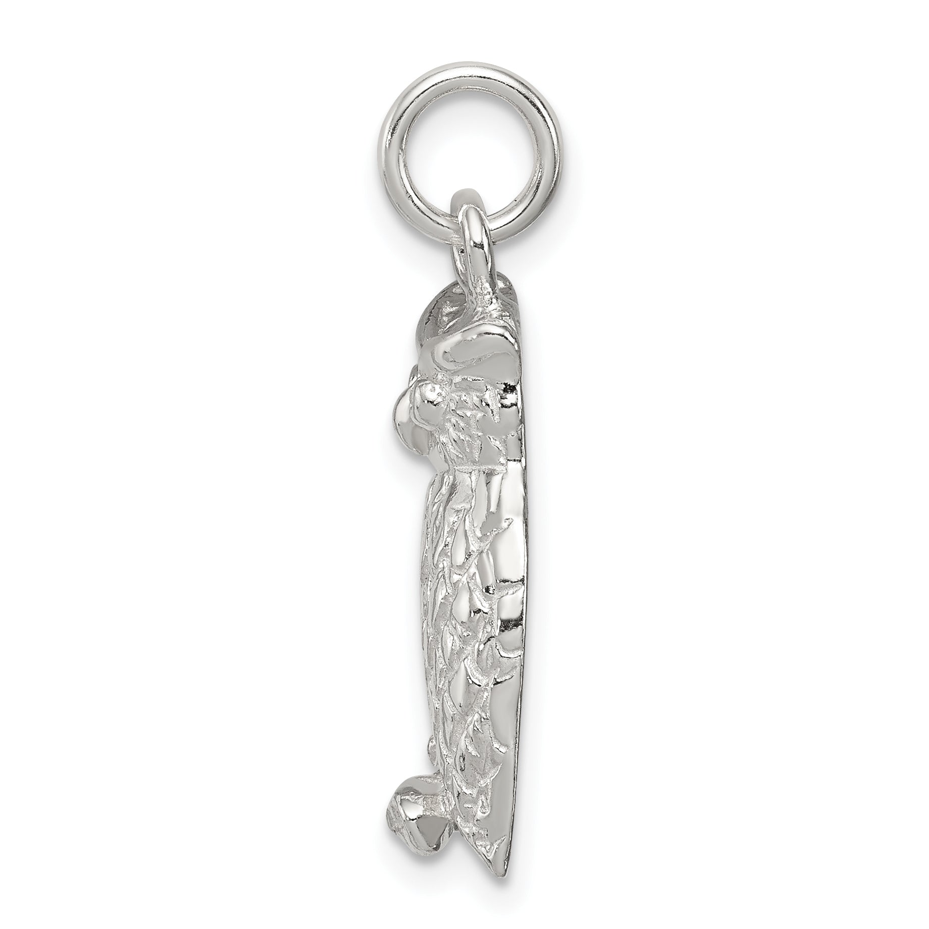 Sterling Silver 925 Owl Pendant with Polished Textured Finish Secondary image