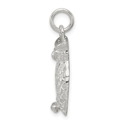 Sterling Silver 925 Owl Pendant with Polished Textured Finish