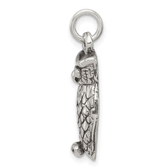 Sterling Silver 925 Textured Owl Pendant with Antiqued Finish