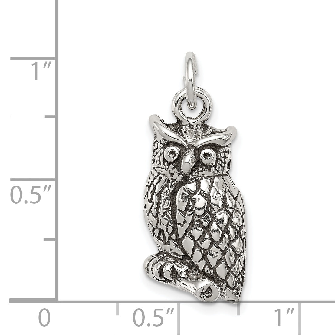 Sterling Silver 925 Textured Owl Pendant with Antiqued Finish