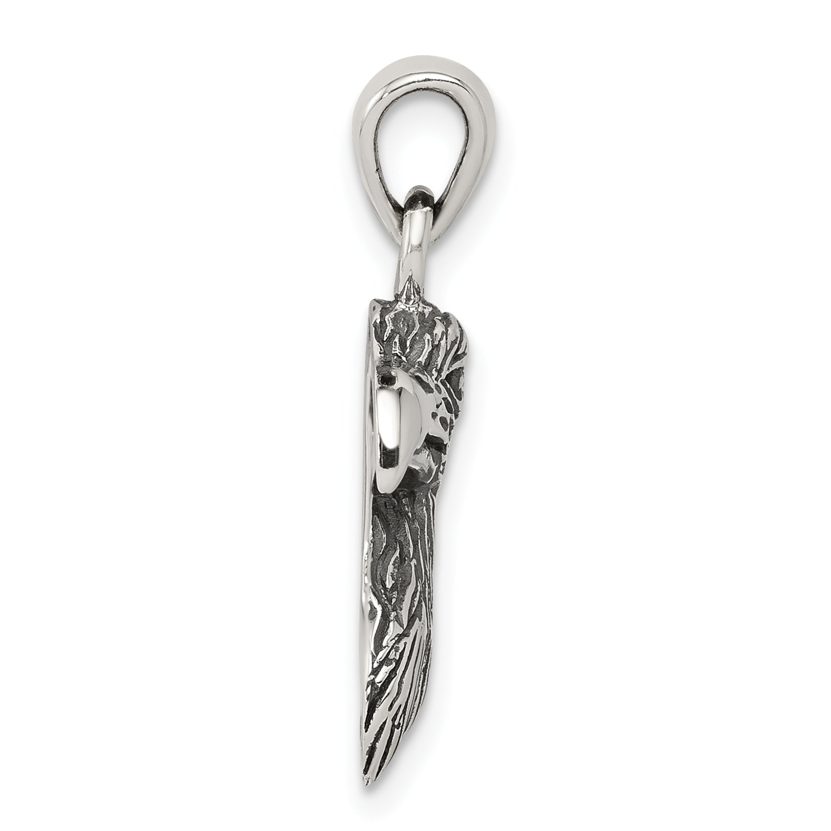 Men's 925 Sterling Silver Eagle Head Pendant with Antiqued Finish Secondary image