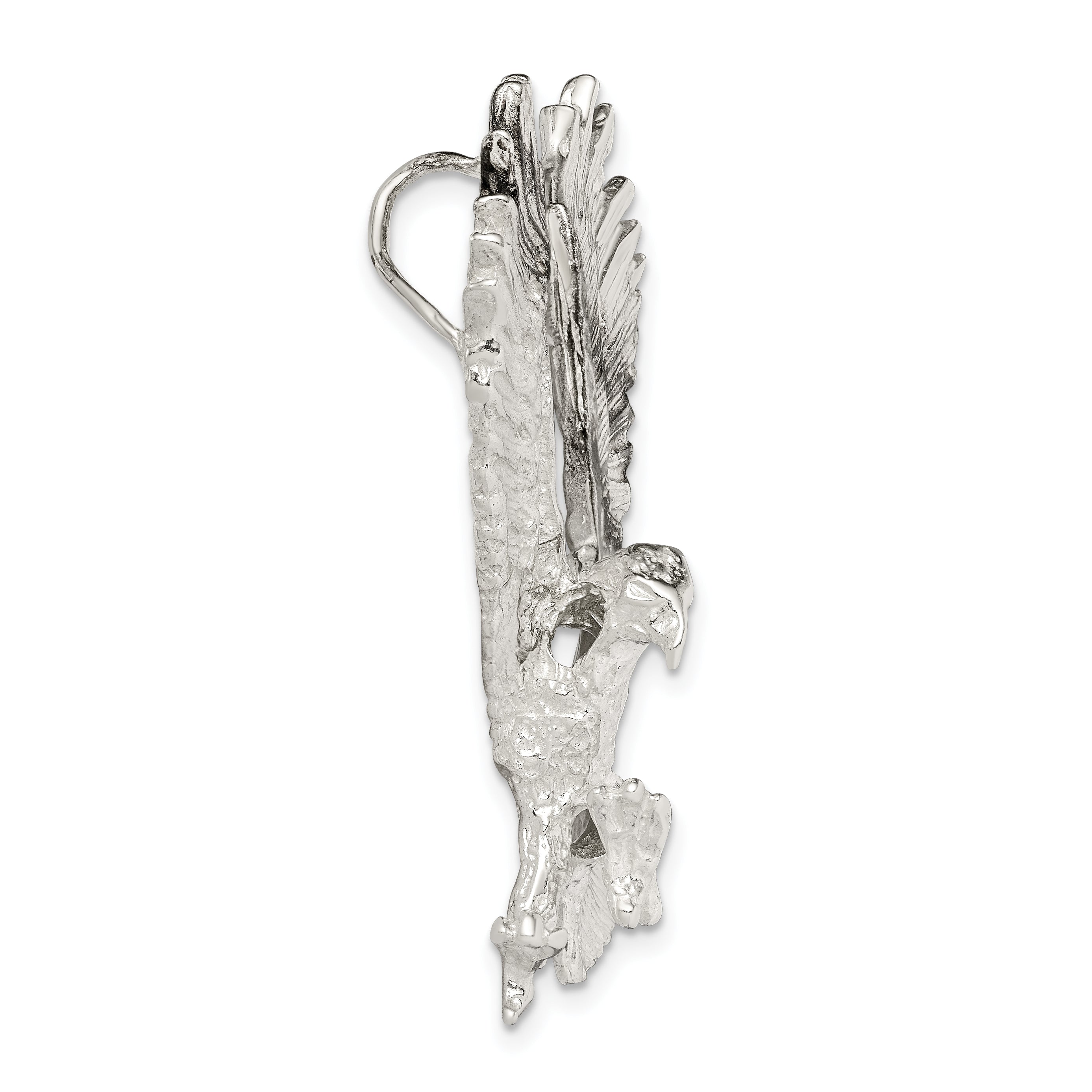 Sterling Silver 925 Eagle Pendant with Textured Polished Finish for Men