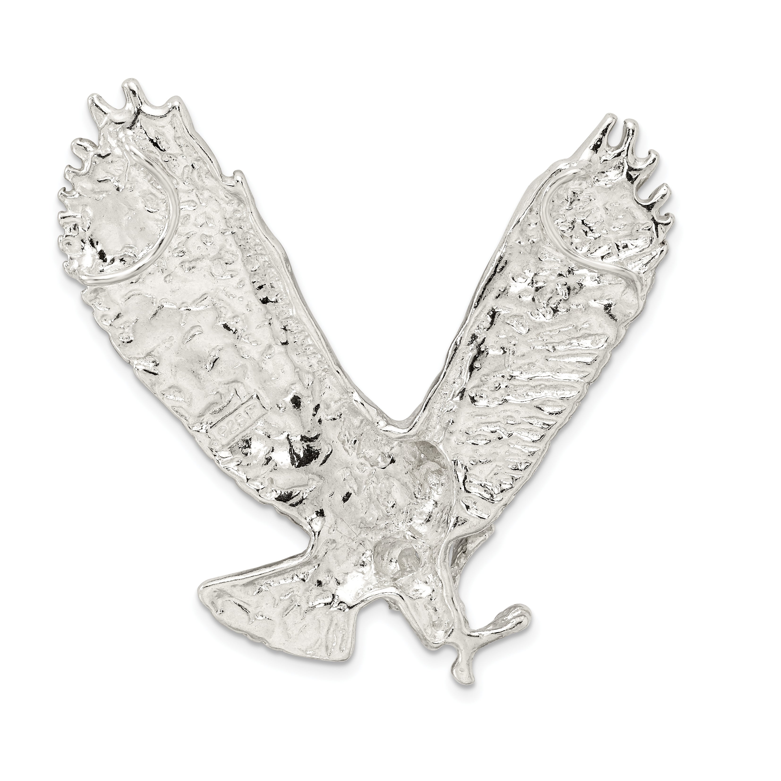 Sterling Silver 925 Eagle Pendant with Textured Polished Finish for Men
