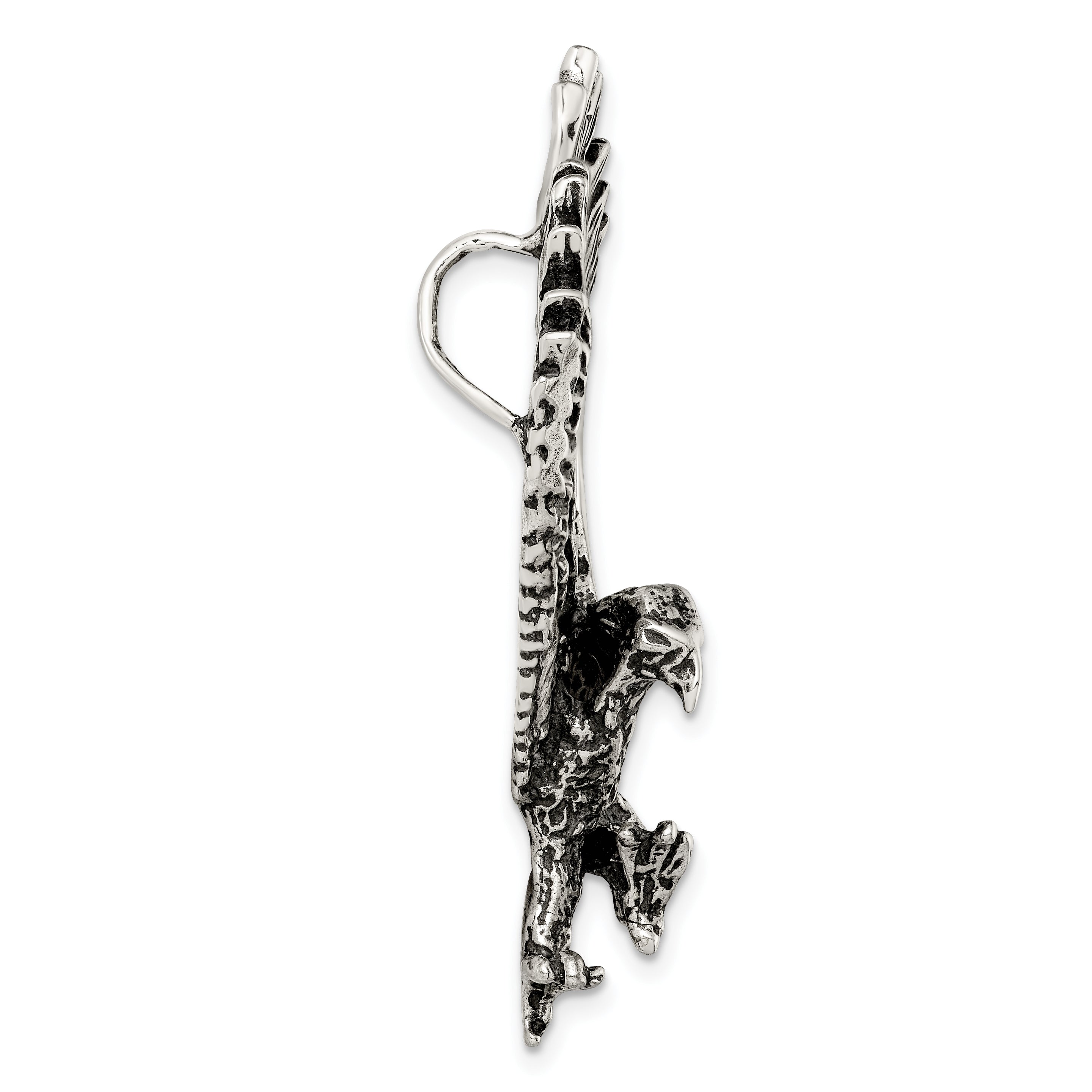 Sterling Silver 925 Eagle Pendant with Antiqued Textured Design for Men