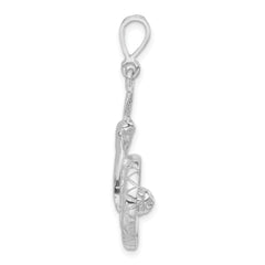 Sterling Silver 925 Sombrero Pendant with Polished Textured 3D Design