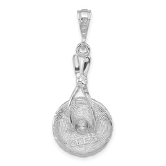 Sterling Silver 925 Sombrero Pendant with Polished Textured 3D Design