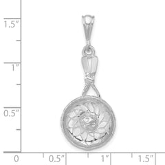 Sterling Silver 925 Sombrero Pendant with Polished Textured 3D Design