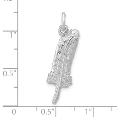 Sterling Silver 925 Feather Pendant with Polished Textured Unisex Design