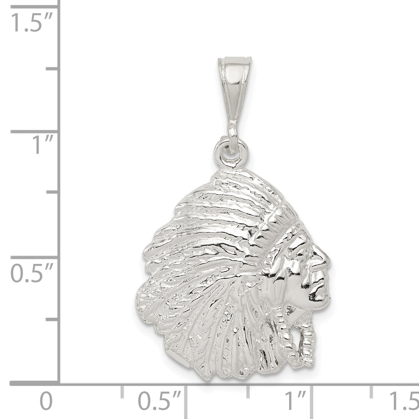 Sterling Silver 925 Men's Polished Indian Man Pendant Anti-Tarnish