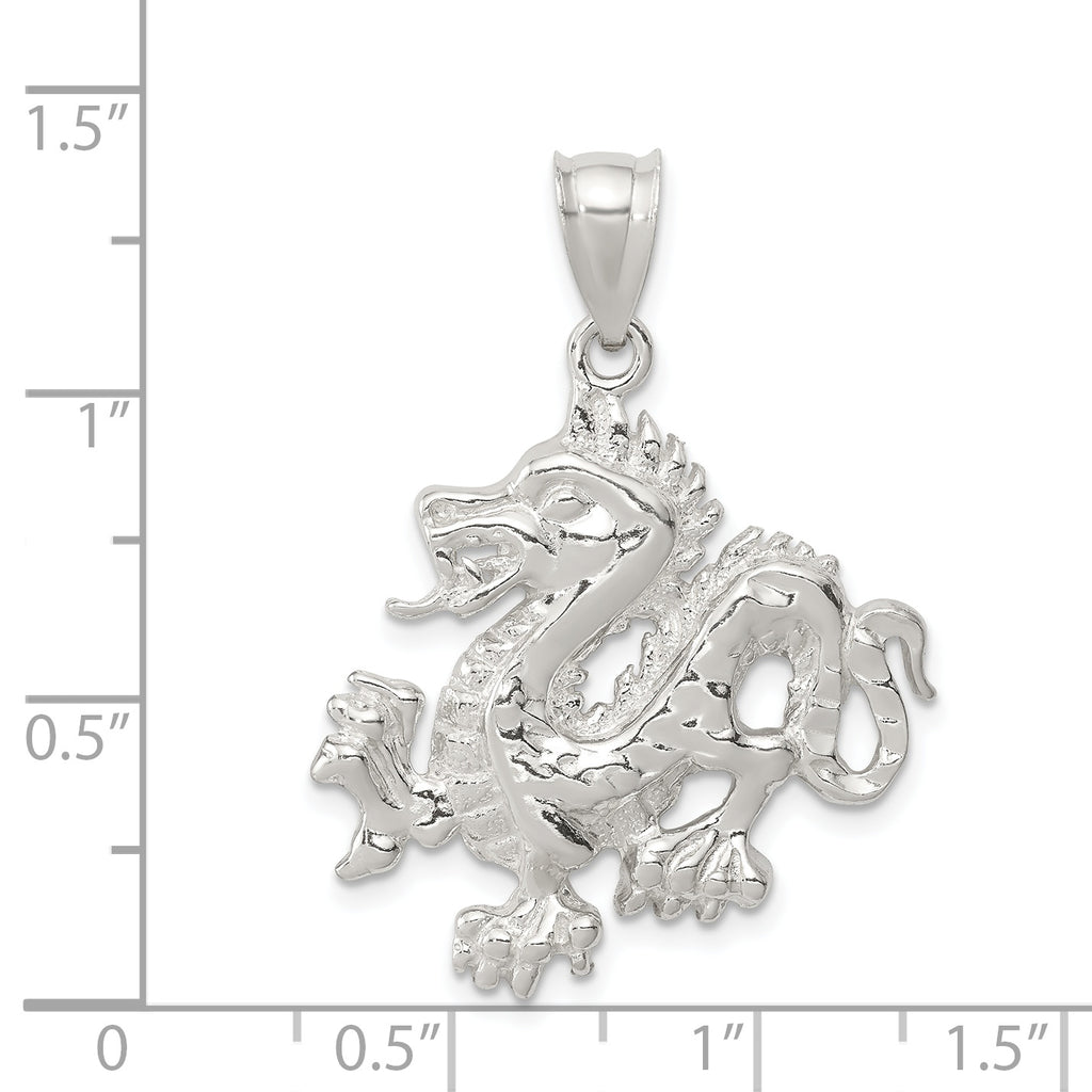 Sophia Jewelers Men's Sterling Silver 925 Dragon Pendant with Polished Finish
