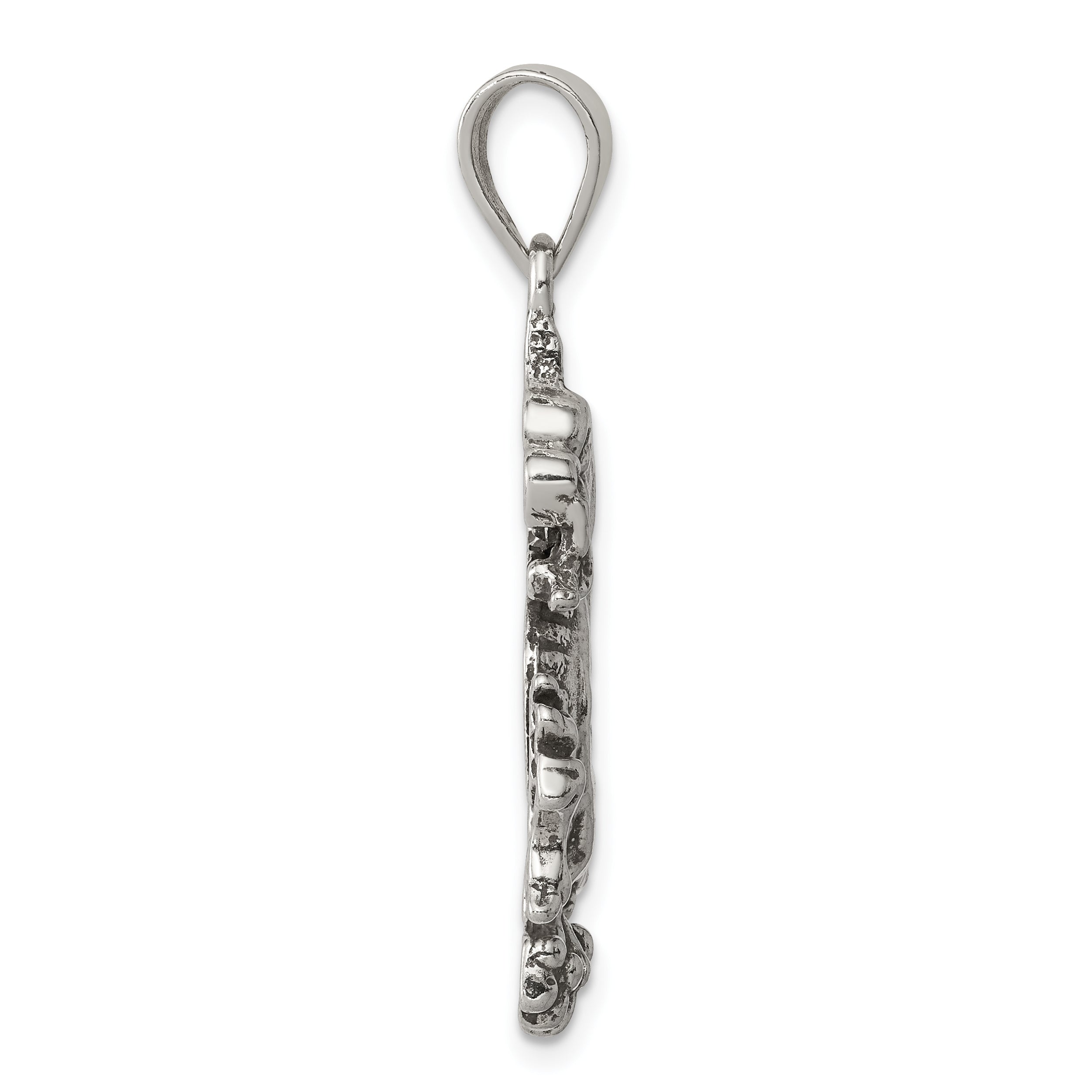 Sterling Silver 925 Antiqued Dragon Pendant Elegant Vintage Charm