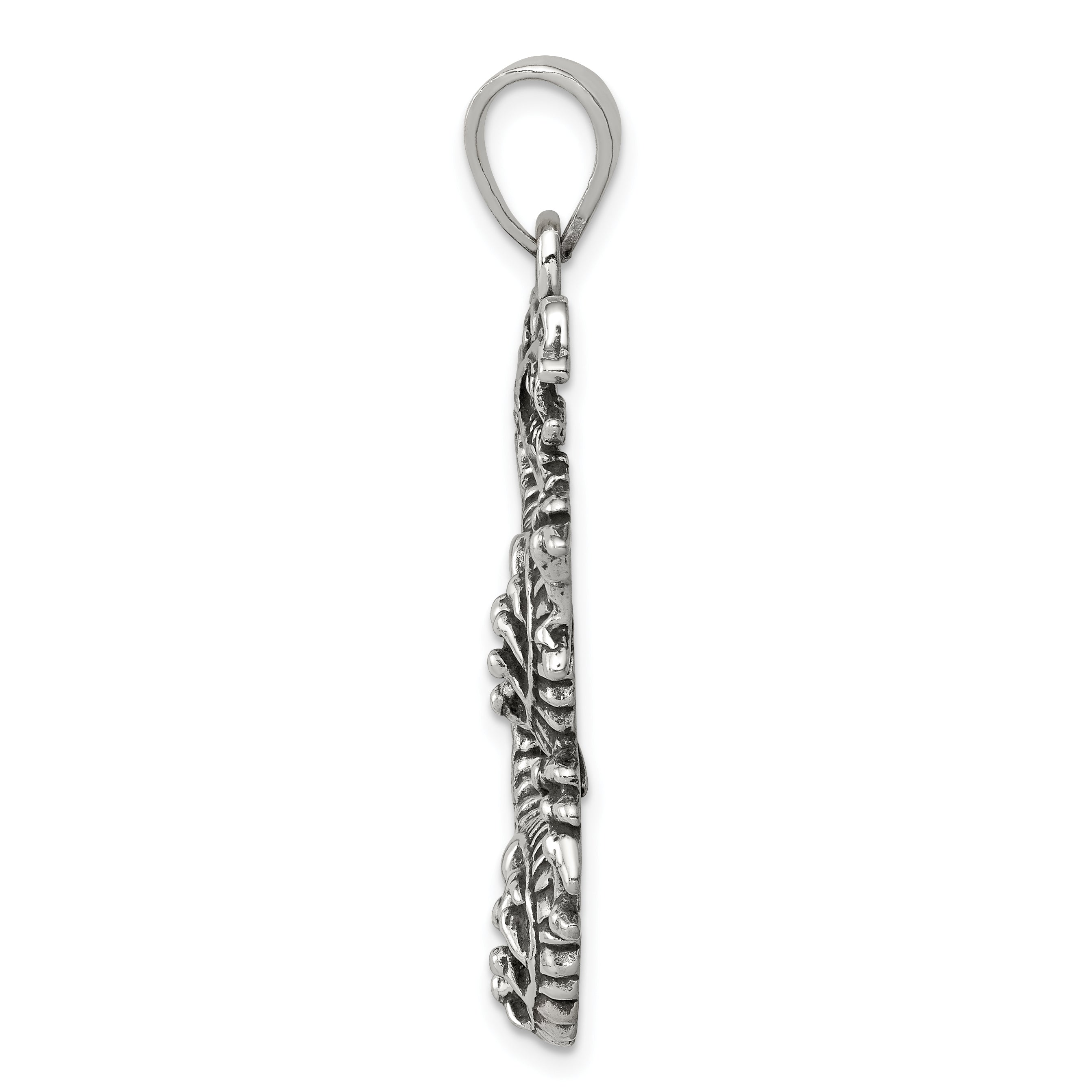 Sterling Silver 925 Men's Dragon Pendant with Antiqued Finish