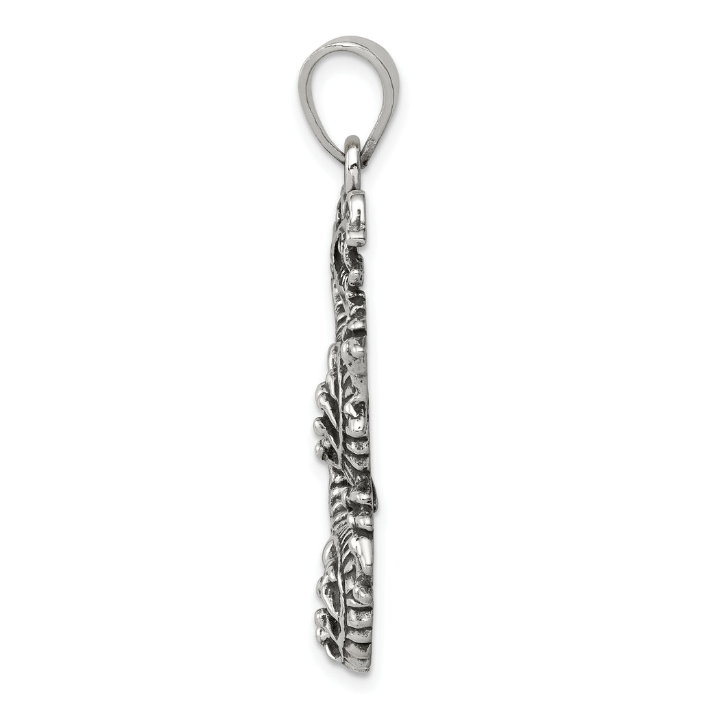 Sterling Silver 925 Men's Dragon Pendant with Antiqued Finish
