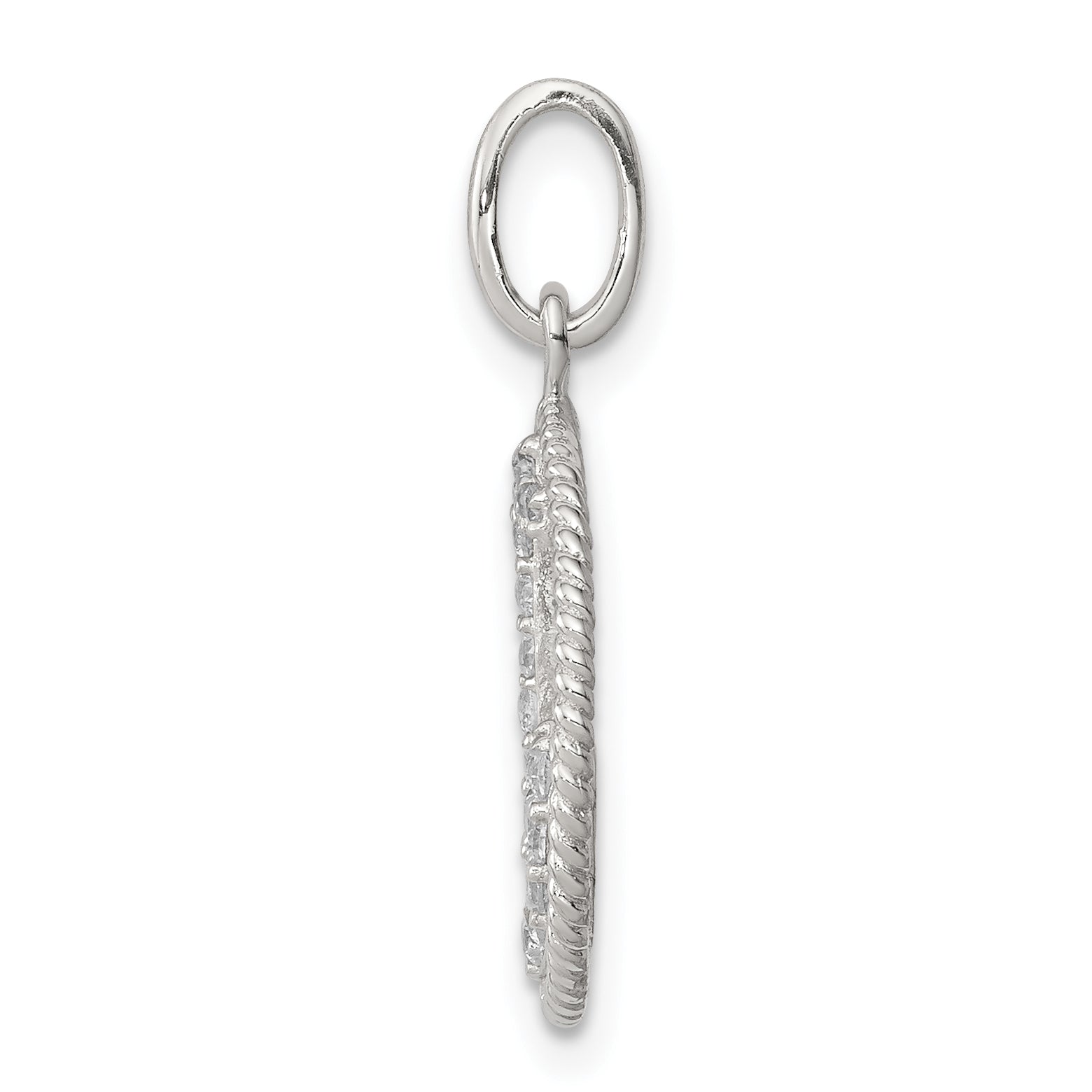 Sterling Silver CZ Anchor Pendant with Polished Rhodium Finish Secondary image