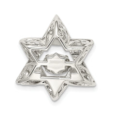 Sterling Silver Platinum-plated Polished Vibrant CZ Star of David Pendant