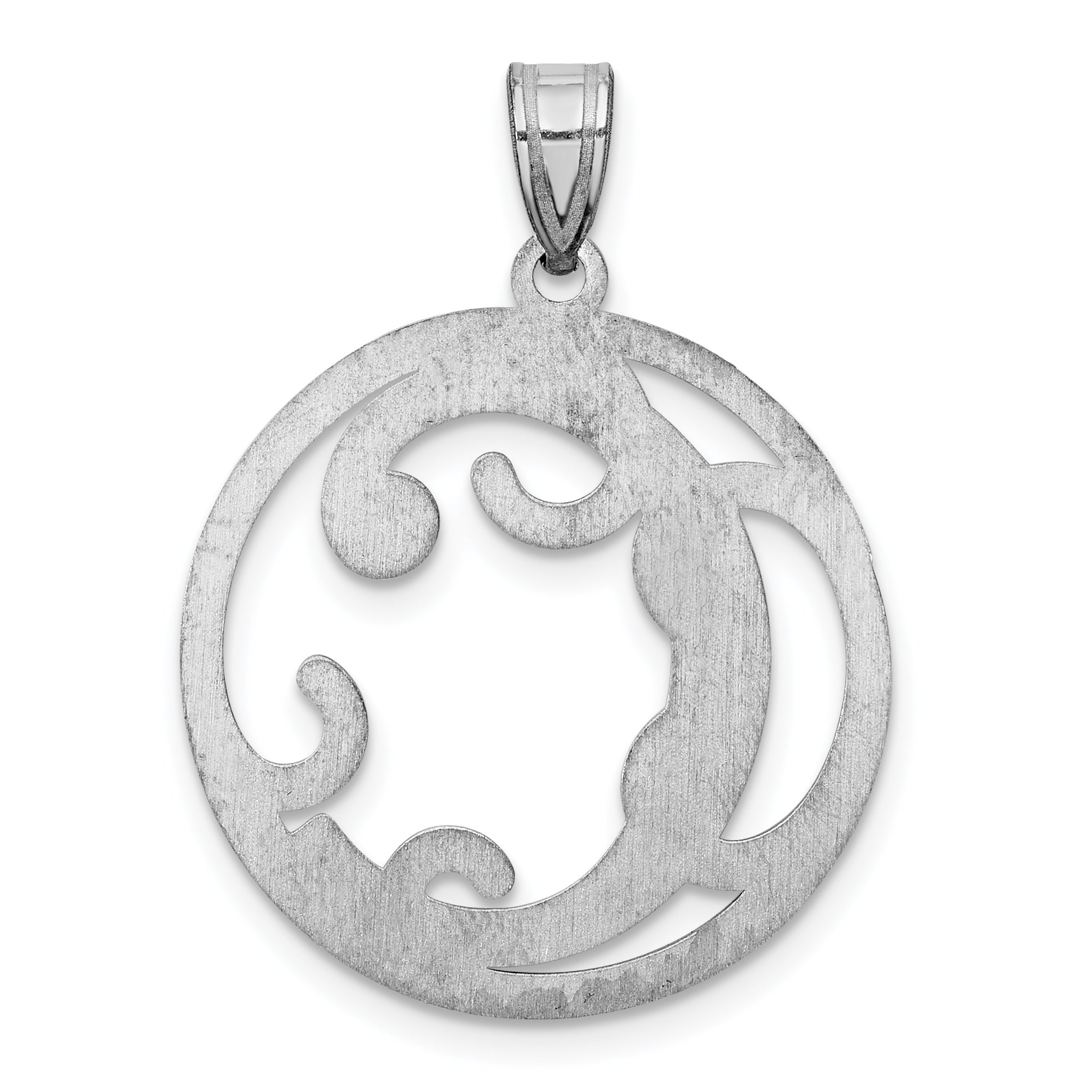 Sterling Silver 925 Initial C Pendant with Rhodium Polished Unisex Elegance