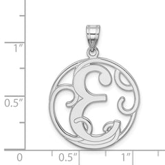 Sterling Silver Rhodium-Plated Script Initial E Unisex Charm