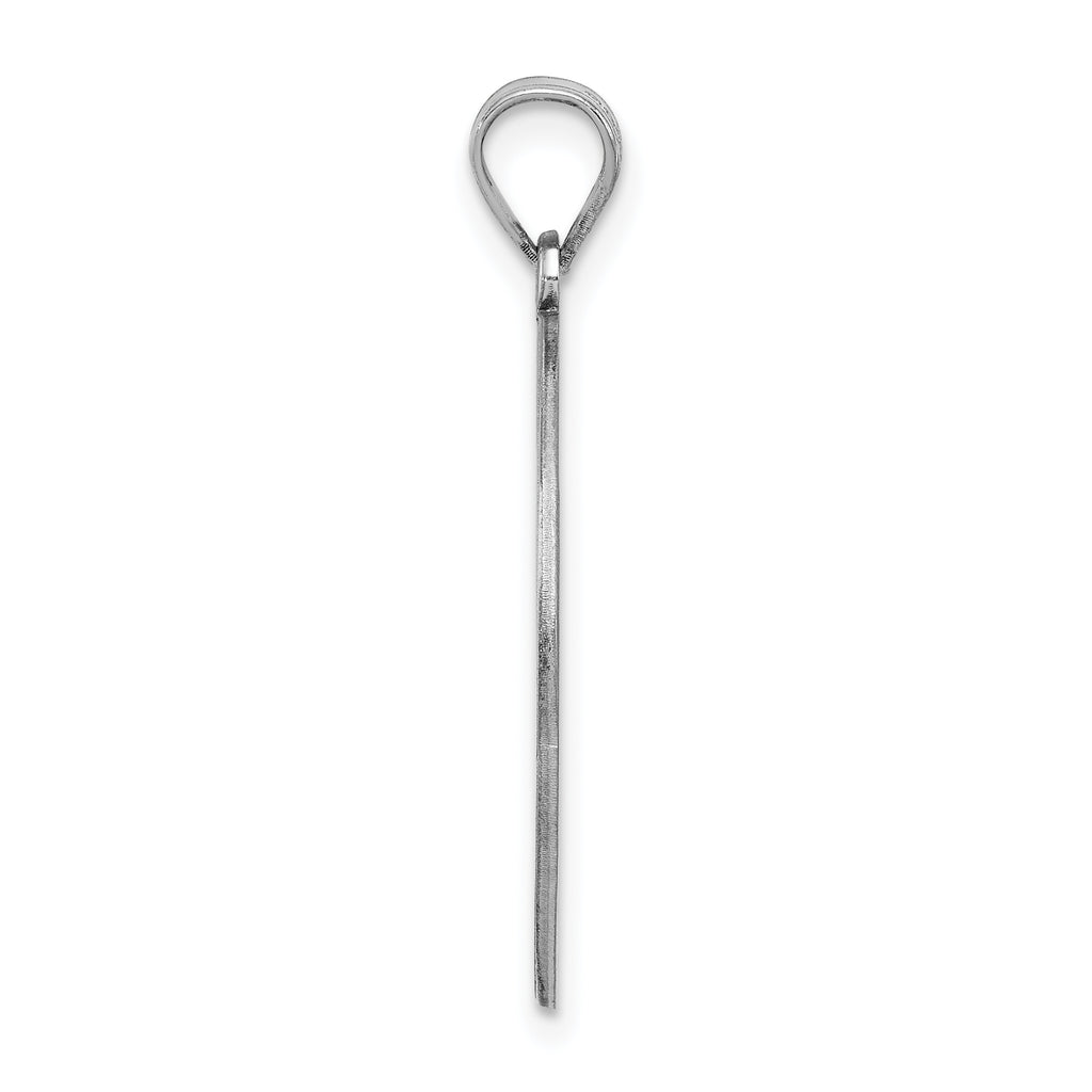 Sterling Silver Rhodium-Plated Initial I Pendant Unisex Polished Elegance