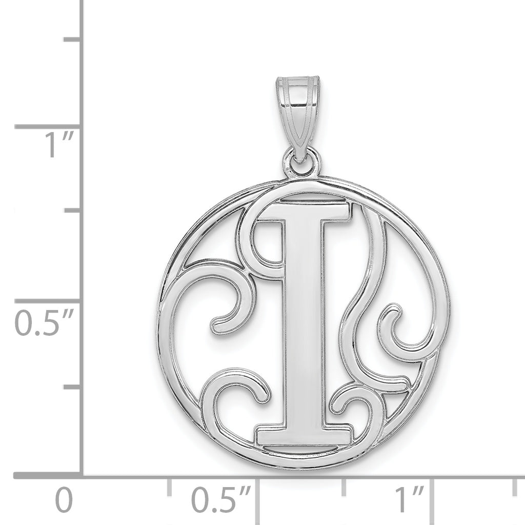 Sterling Silver Rhodium-Plated Initial I Pendant Unisex Polished Elegance