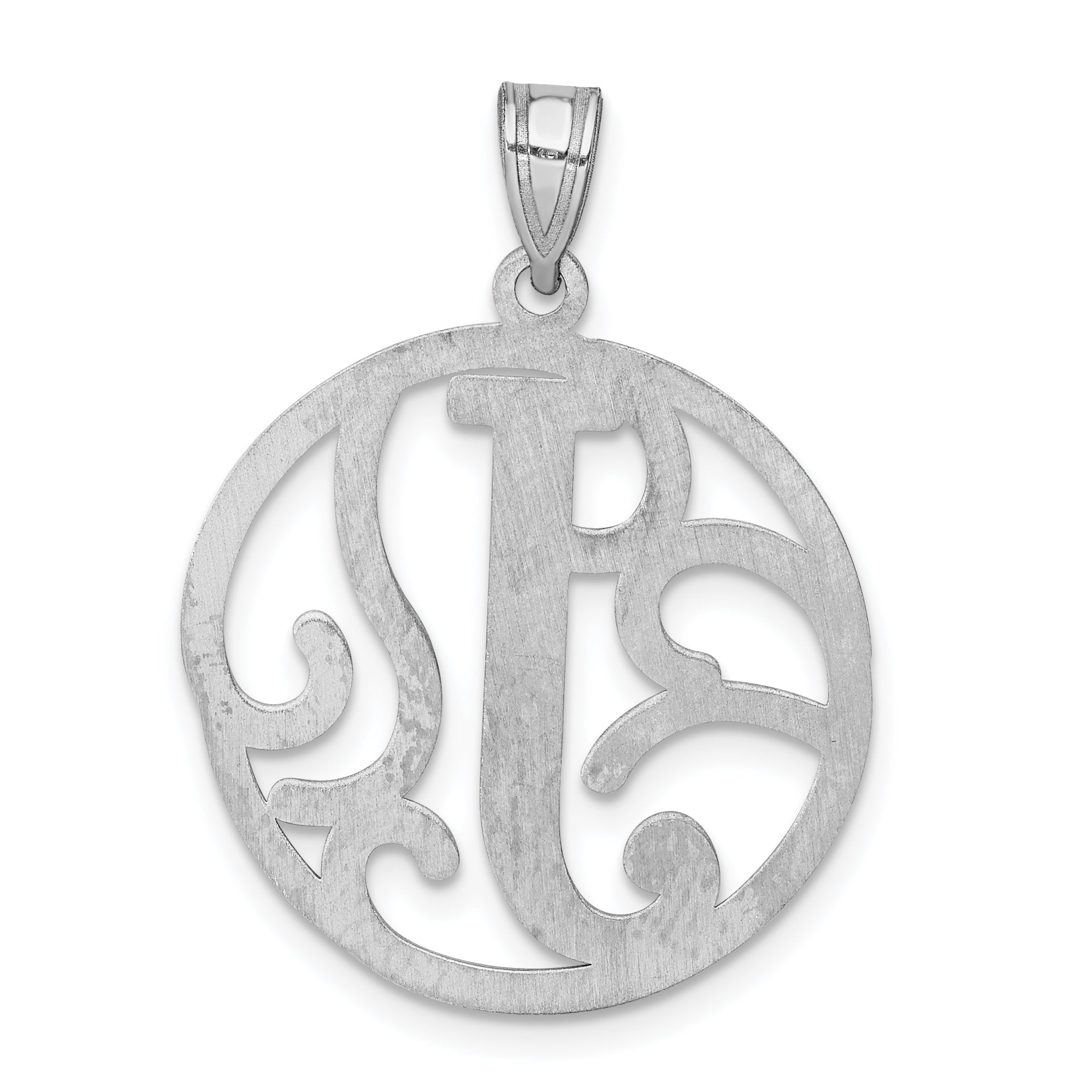 Sterling Silver 925 Unisex J Charm with Rhodium Polished Finish