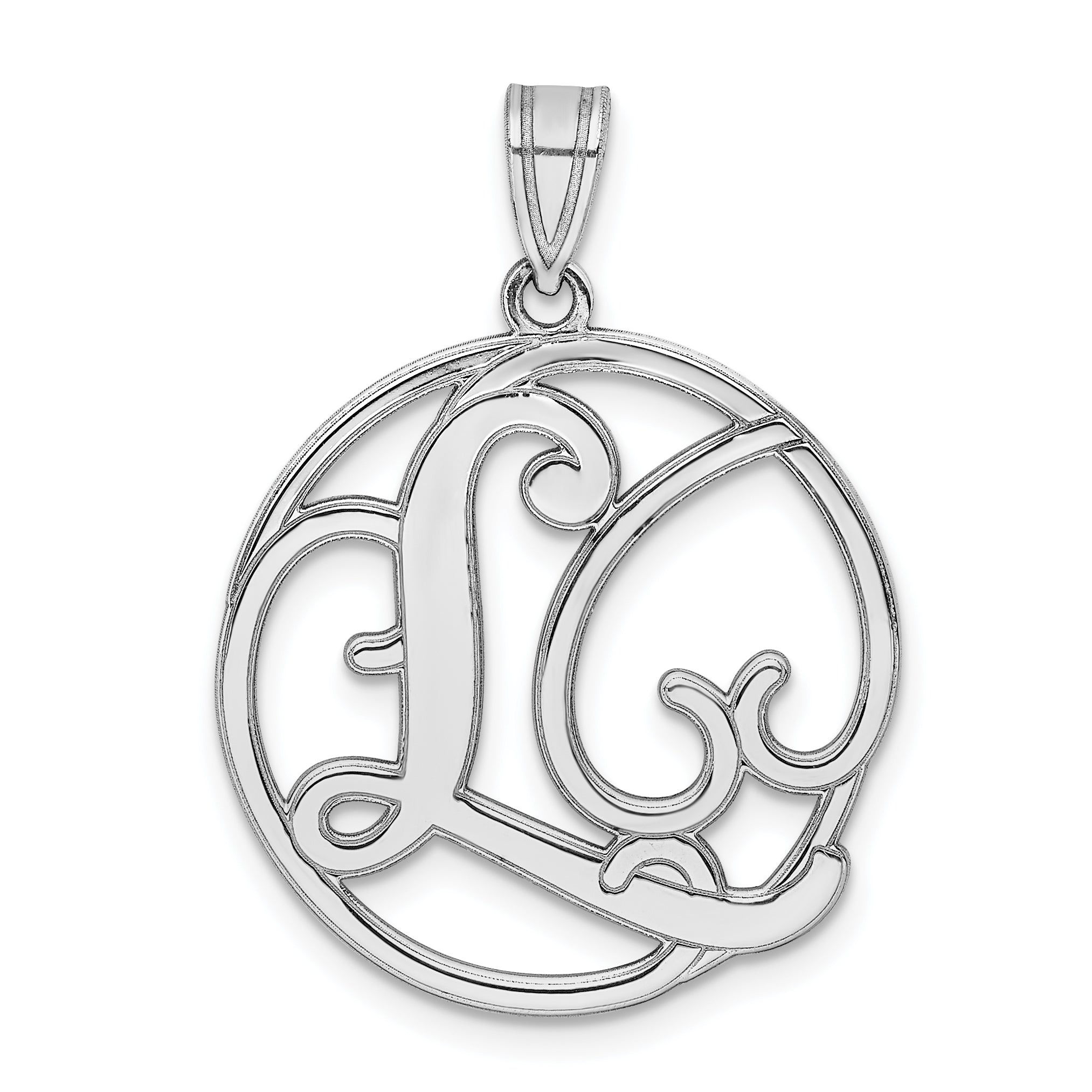Sterling Silver Rhodium-plated Fancy Script Letter L Initial Pendant Main image