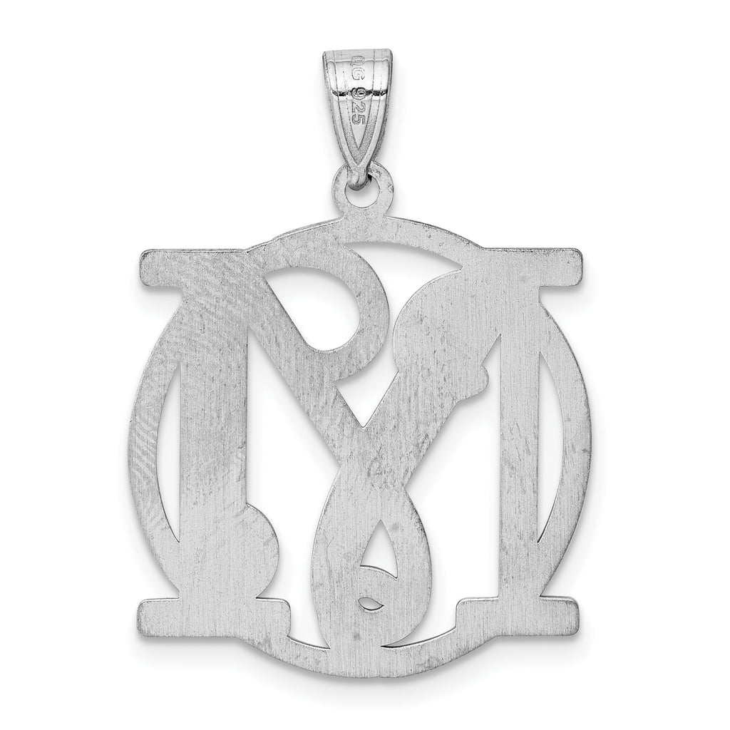 Sterling Silver 925 Script Initial M Charm with Rhodium Polish Unisex