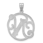 Sterling Silver 925 Script Initial N Charm Polished Unisex