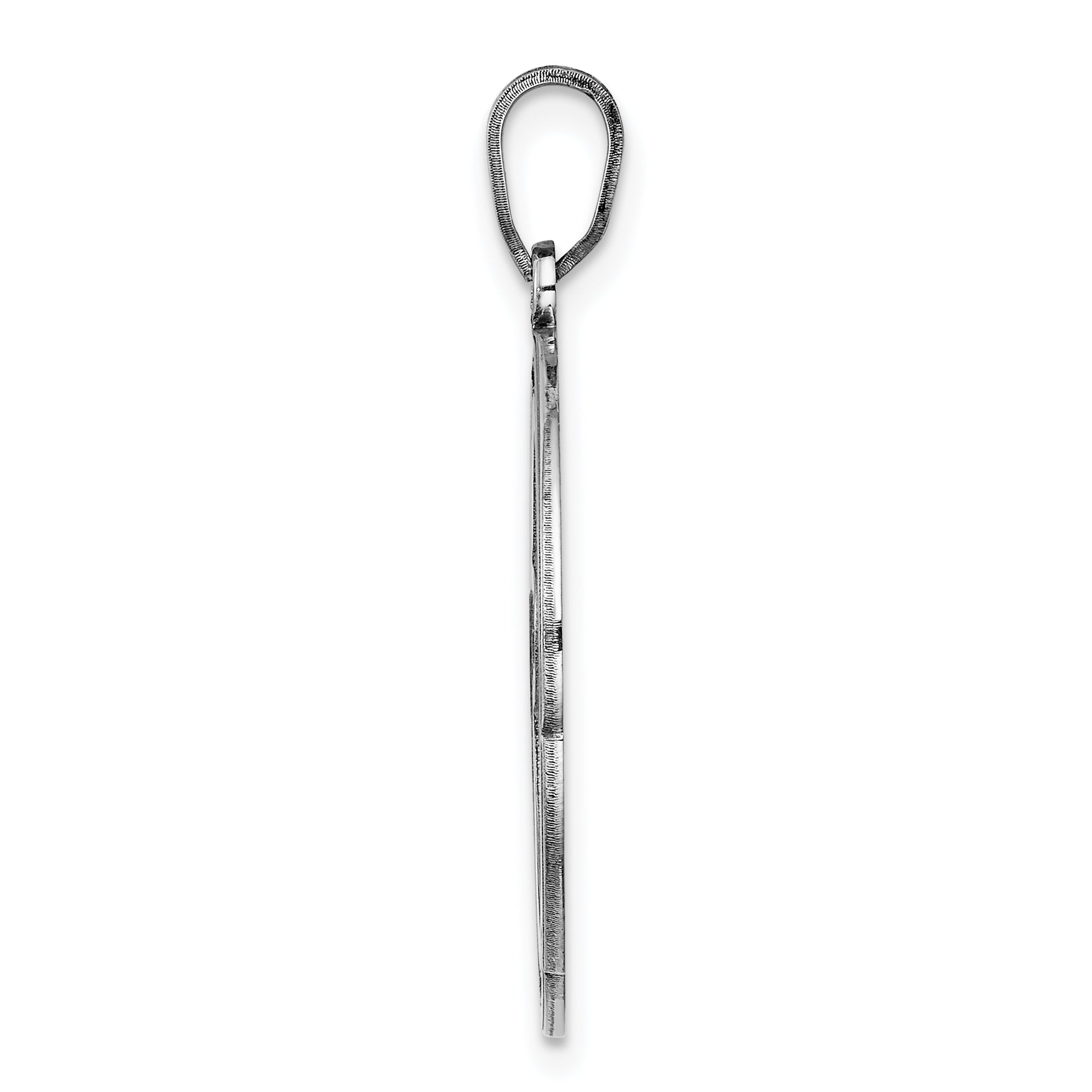 Sterling Silver 925 Script Initial O Charm with Polished Rhodium Finish