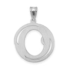 Sterling Silver 925 Script Initial O Charm with Polished Rhodium Finish
