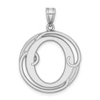 Sterling Silver Rhodium-plated Fancy Script Letter O Initial Pendant