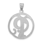 Sterling Silver 925 Unisex Initial P Charm Polished Rhodium Finish