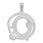 Unisex Rhodium-Plated Sterling Silver Initial Q Charm Pendant