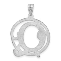Unisex Rhodium-Plated Sterling Silver Initial Q Charm Pendant