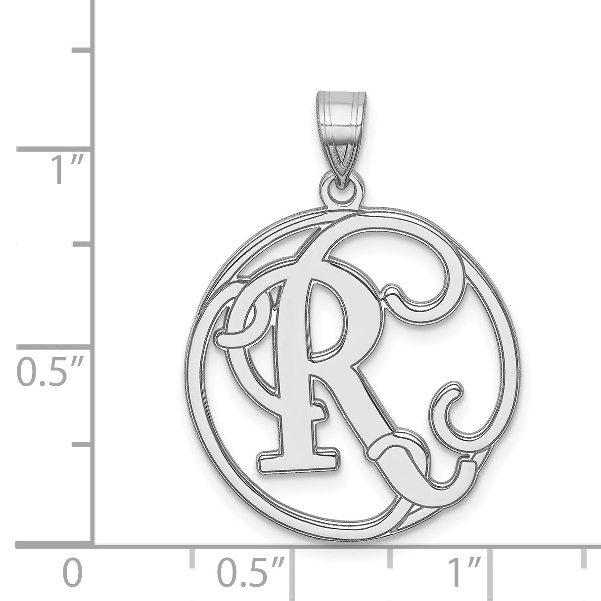 Sterling Silver 925 Polished Initial R Unisex Charm by Sophia Jewelers