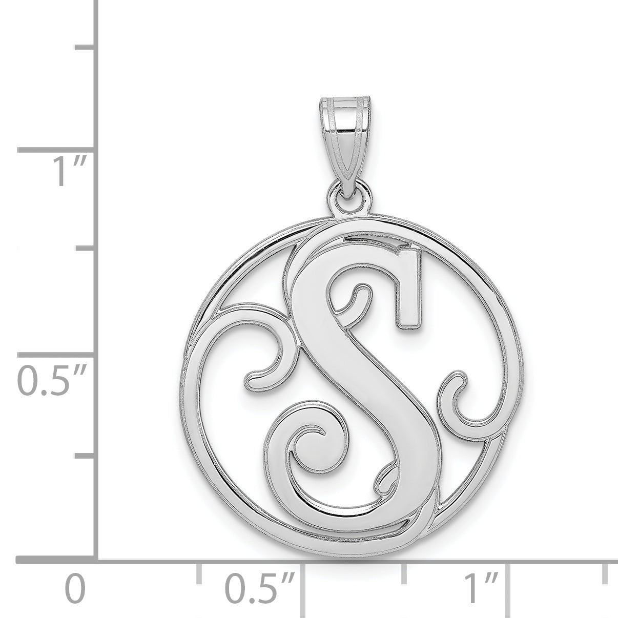 Sterling Silver 925 Initial S Charm with Rhodium Polish Unisex Style