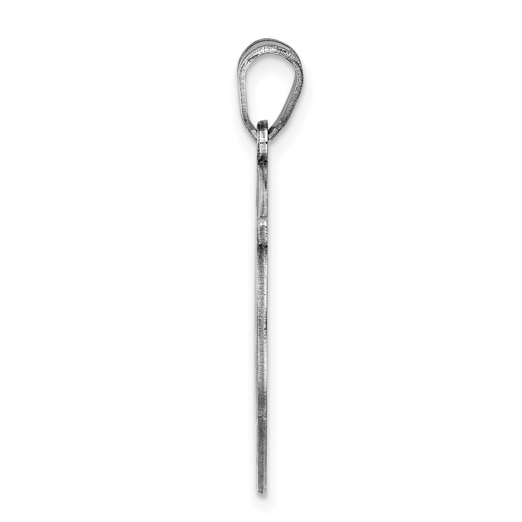 Sterling Silver 925 Unisex Initial W Charm Rhodium-Plated Polished Finish