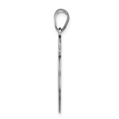 Sterling Silver 925 Unisex Initial W Charm Rhodium-Plated Polished Finish