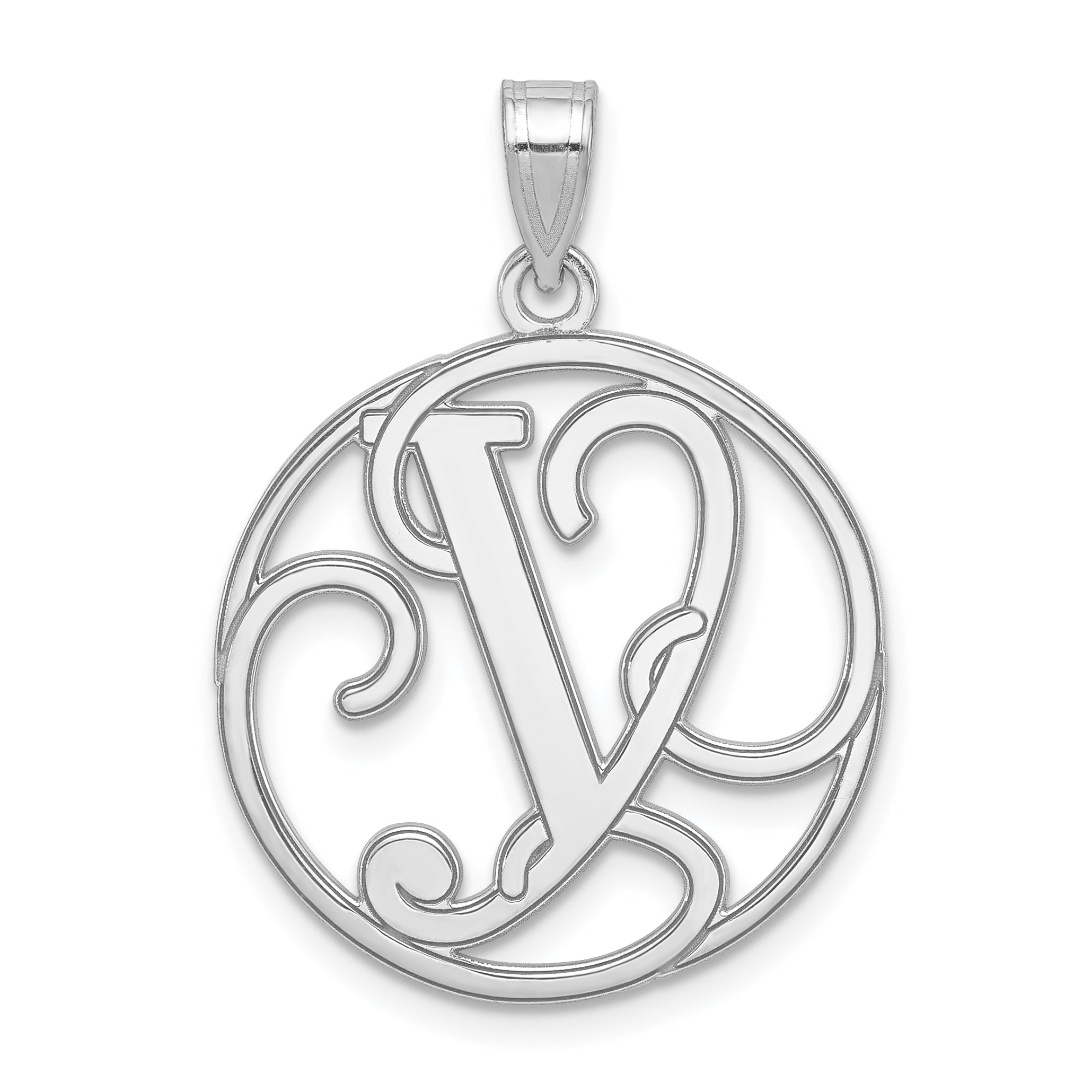 Sterling Silver Rhodium-plated Fancy Script Letter Y Initial Pendant Main image