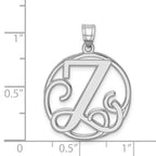 Sterling Silver 925 Unisex Script Initial Z Pendant Polished Finish