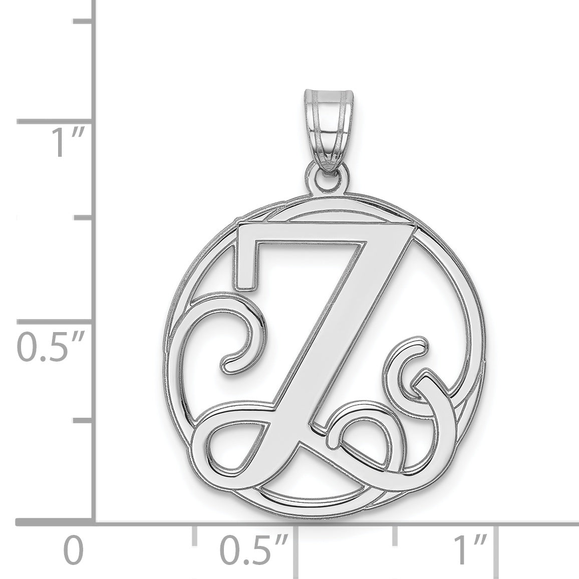 Sterling Silver 925 Unisex Script Initial Z Pendant Polished Finish