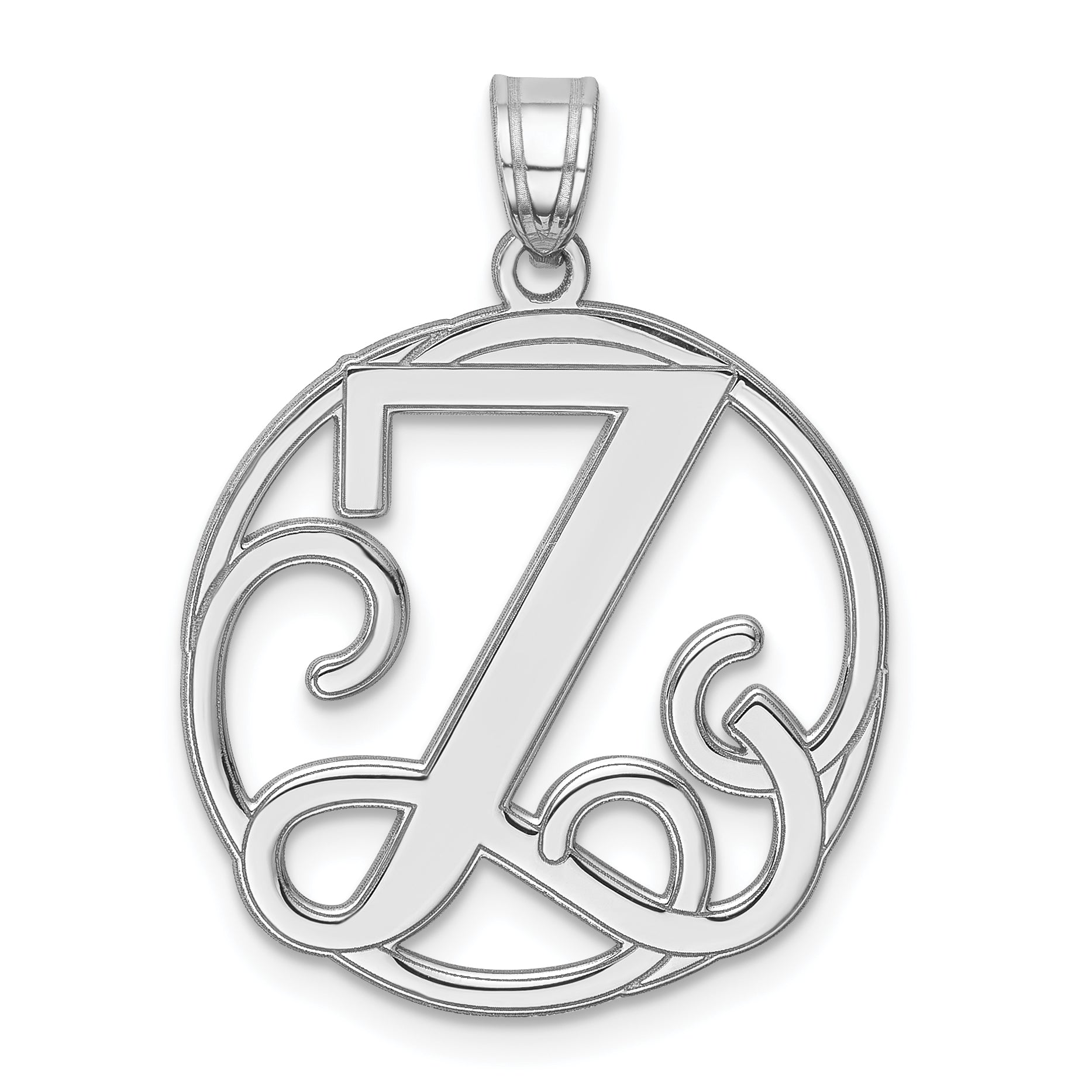 Sterling Silver Rhodium-plated Fancy Script Letter Z Initial Pendant Main image