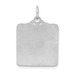 Sterling Silver 925 Polished Birth Certificate Charm with Satin Back