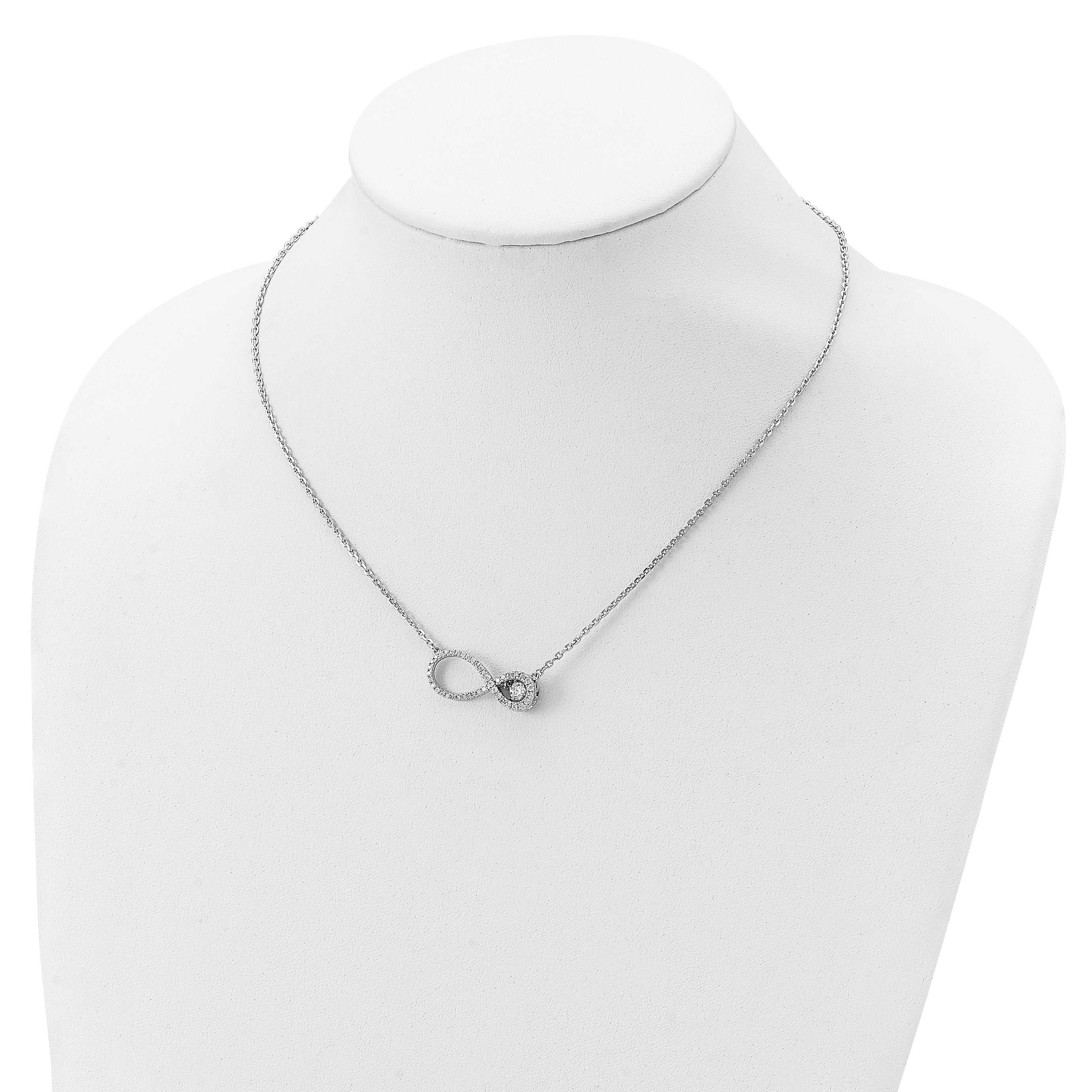 Sterling Silver Polished Vibrant CZ Infinity Necklace