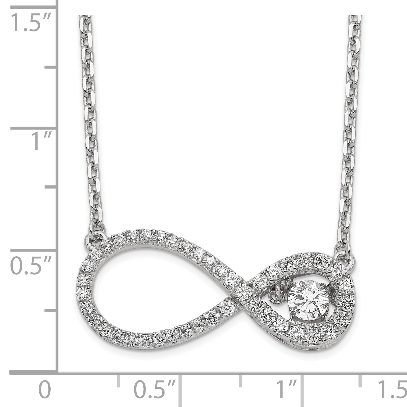 Sterling Silver Polished Vibrant CZ Infinity Necklace