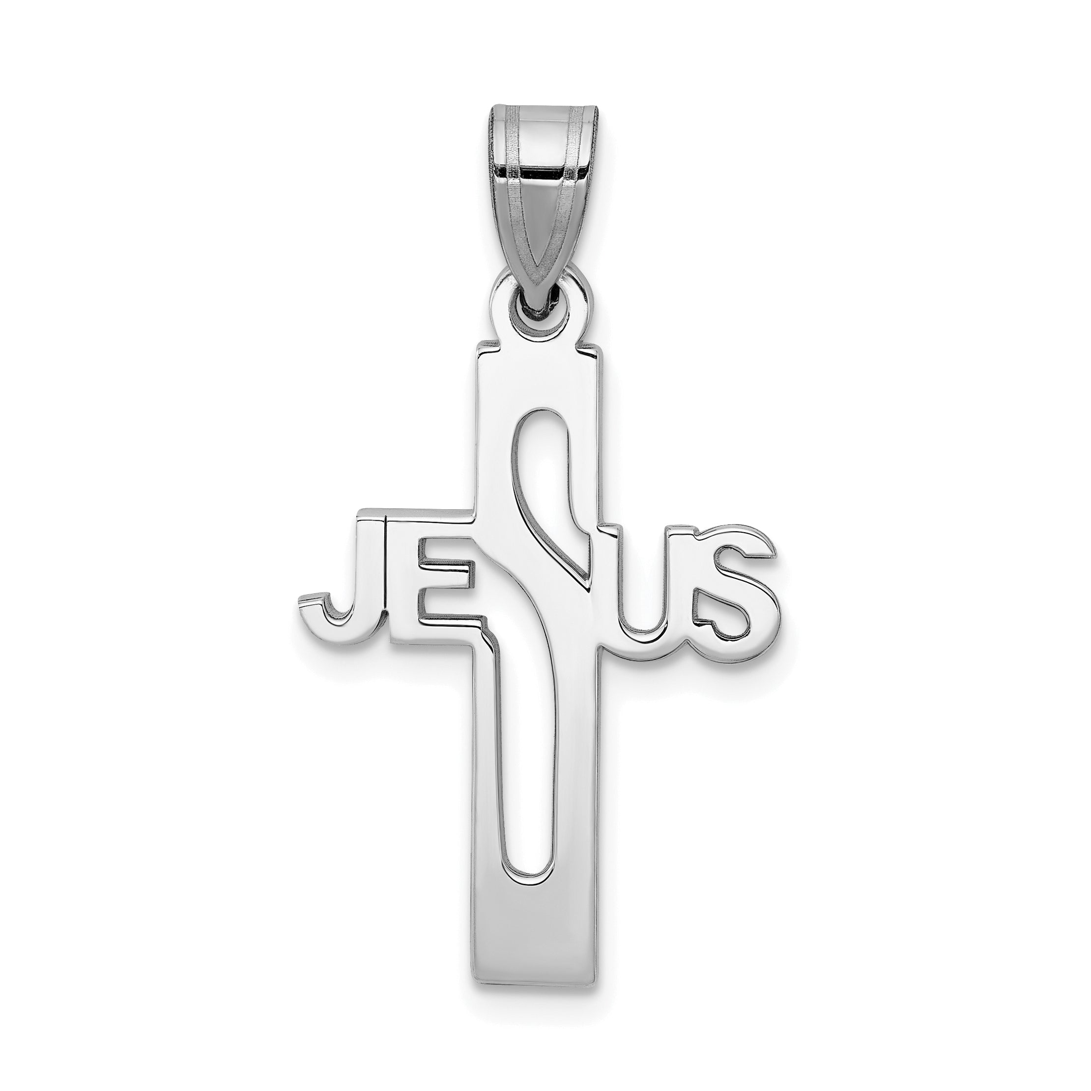 Sterling Silver Rhodium-plated Jesus Cross Extra Small Pendant Main image