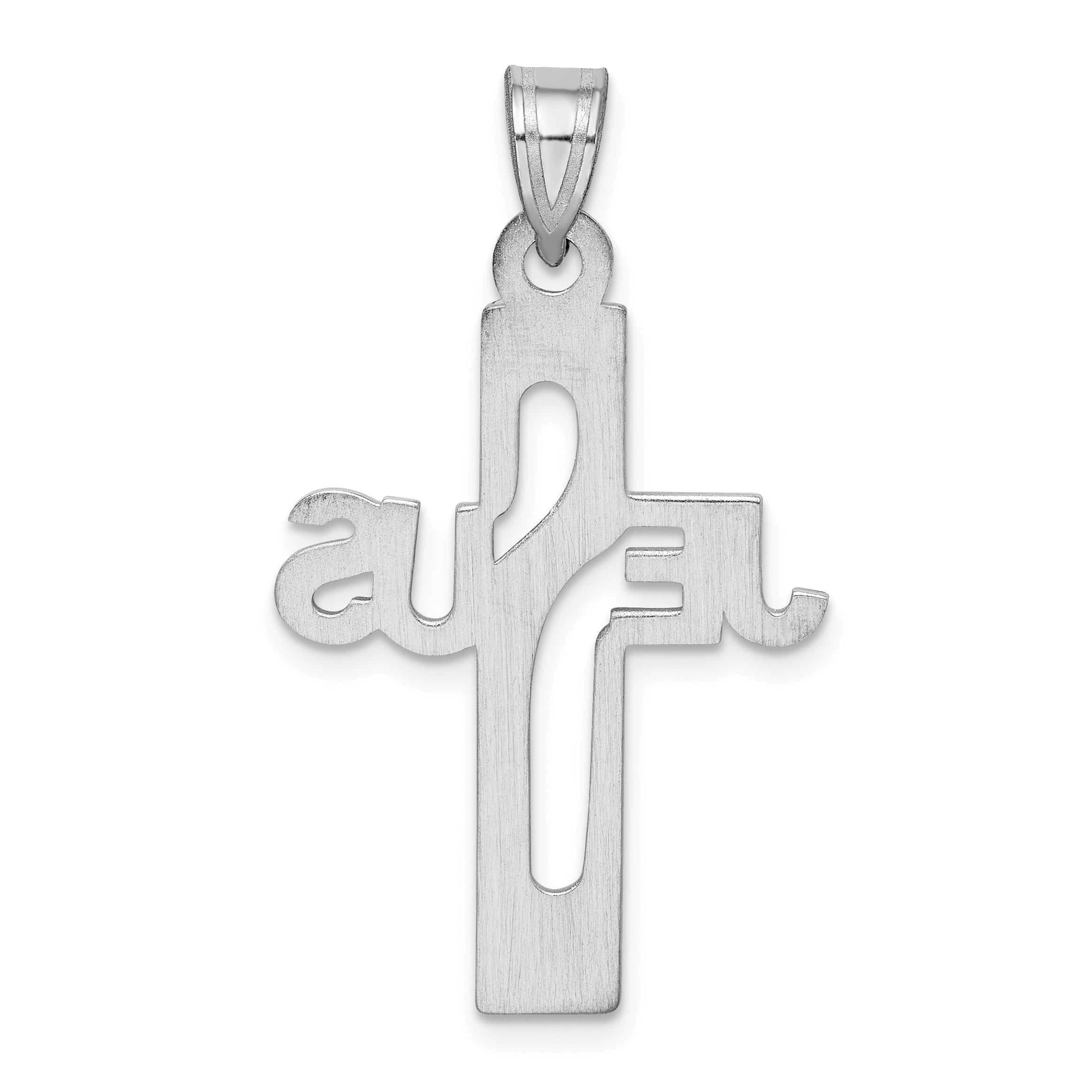 Sterling Silver 925 Jesus Cross Pendant with Rhodium Elegance