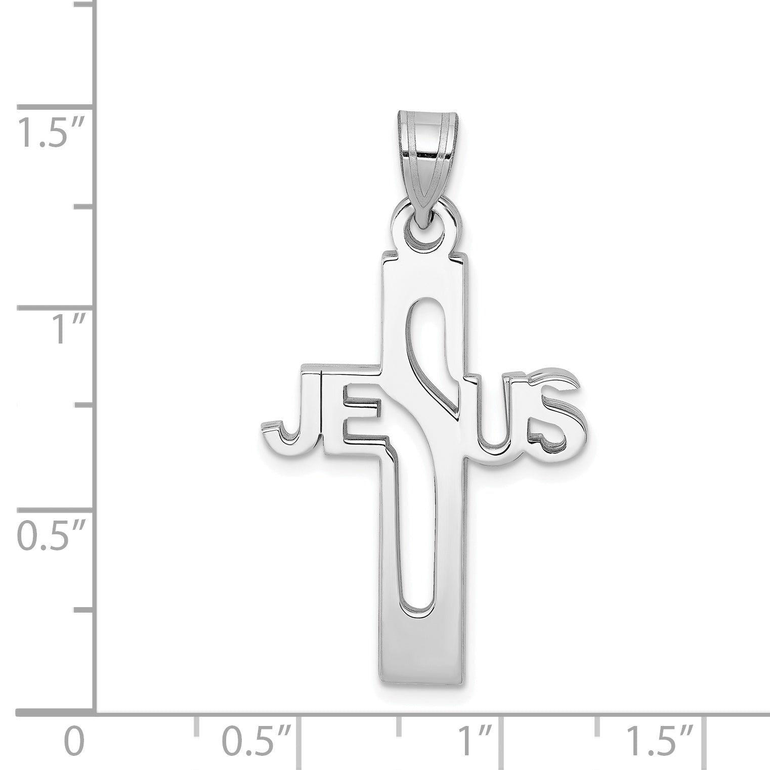 Sterling Silver 925 Jesus Cross Pendant with Rhodium Elegance