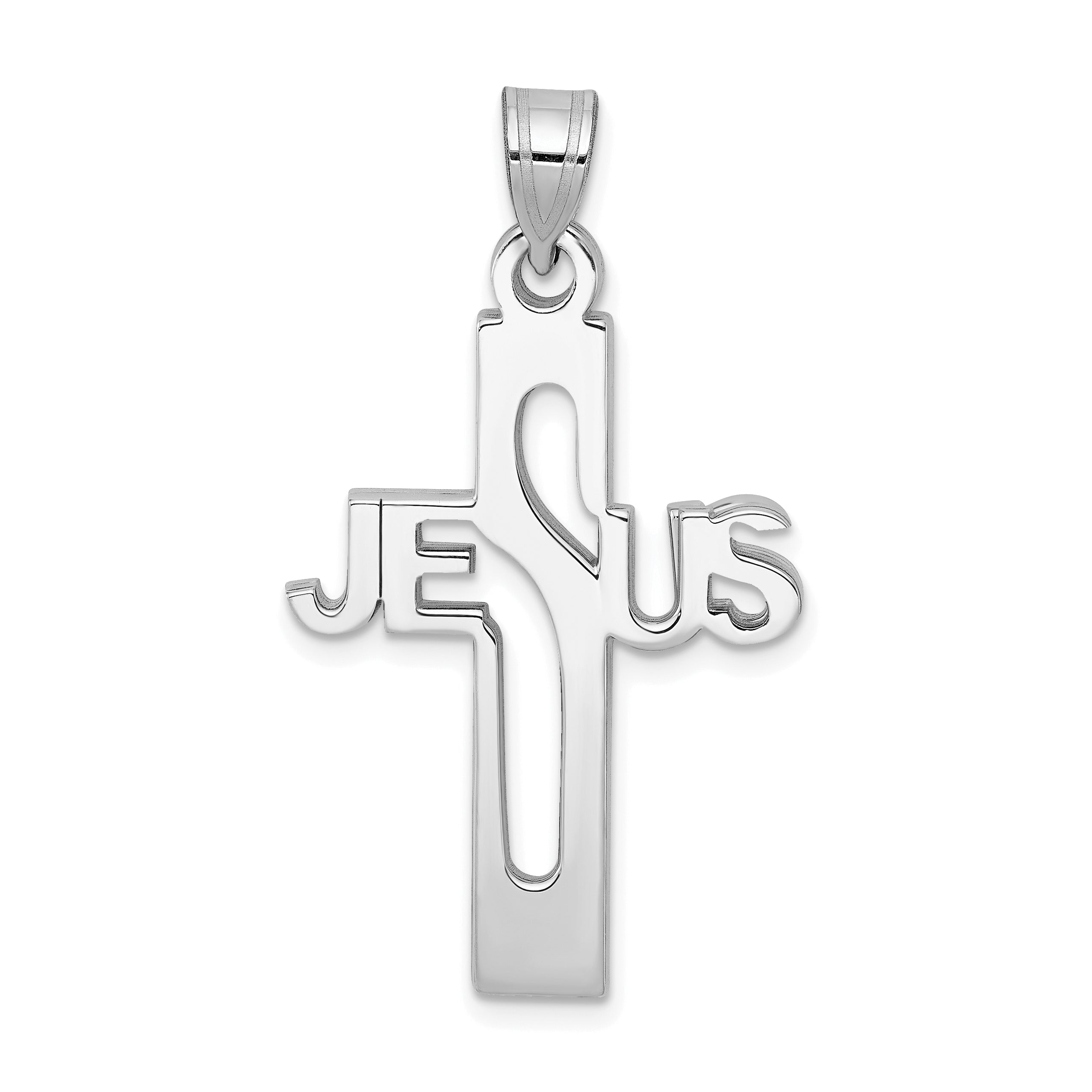 Sterling Silver Rhodium-plated Jesus Cross Medium Pendant Main image