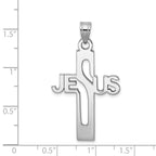Sterling Silver Rhodium-plated Jesus Cross Pendant Elegant Flat-Back Design